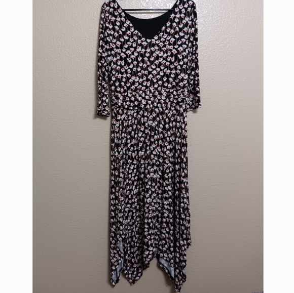 Boden Maisie Jersey Knit Asymmetric Midi Dress Crocus Lily Floral - Picture 4 of 5